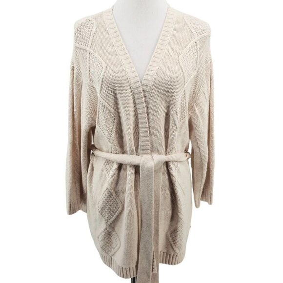 MATILDA Jane Ivory Wouldn’t You Know Belted Cable Knit Cardigan New NWT M - Picture 3 of 8